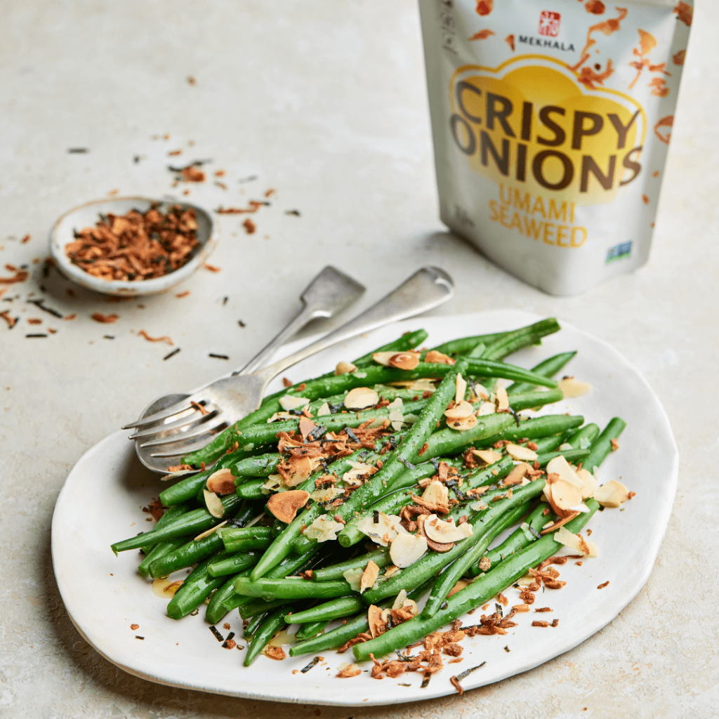 Crispy Onions Umami Seaweed French Beans