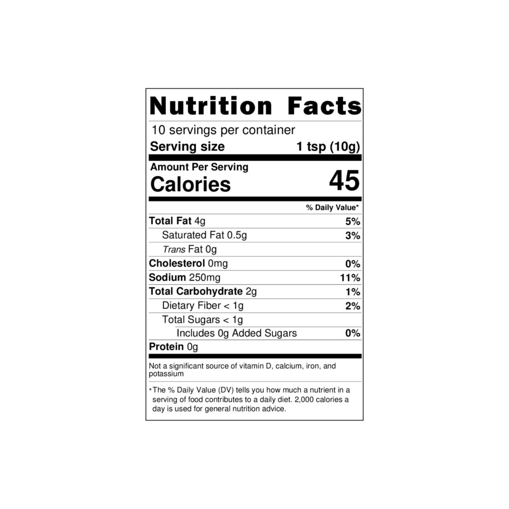 NutritionLabel 2023 - Mekhala Organic Sichuan Mala Paste