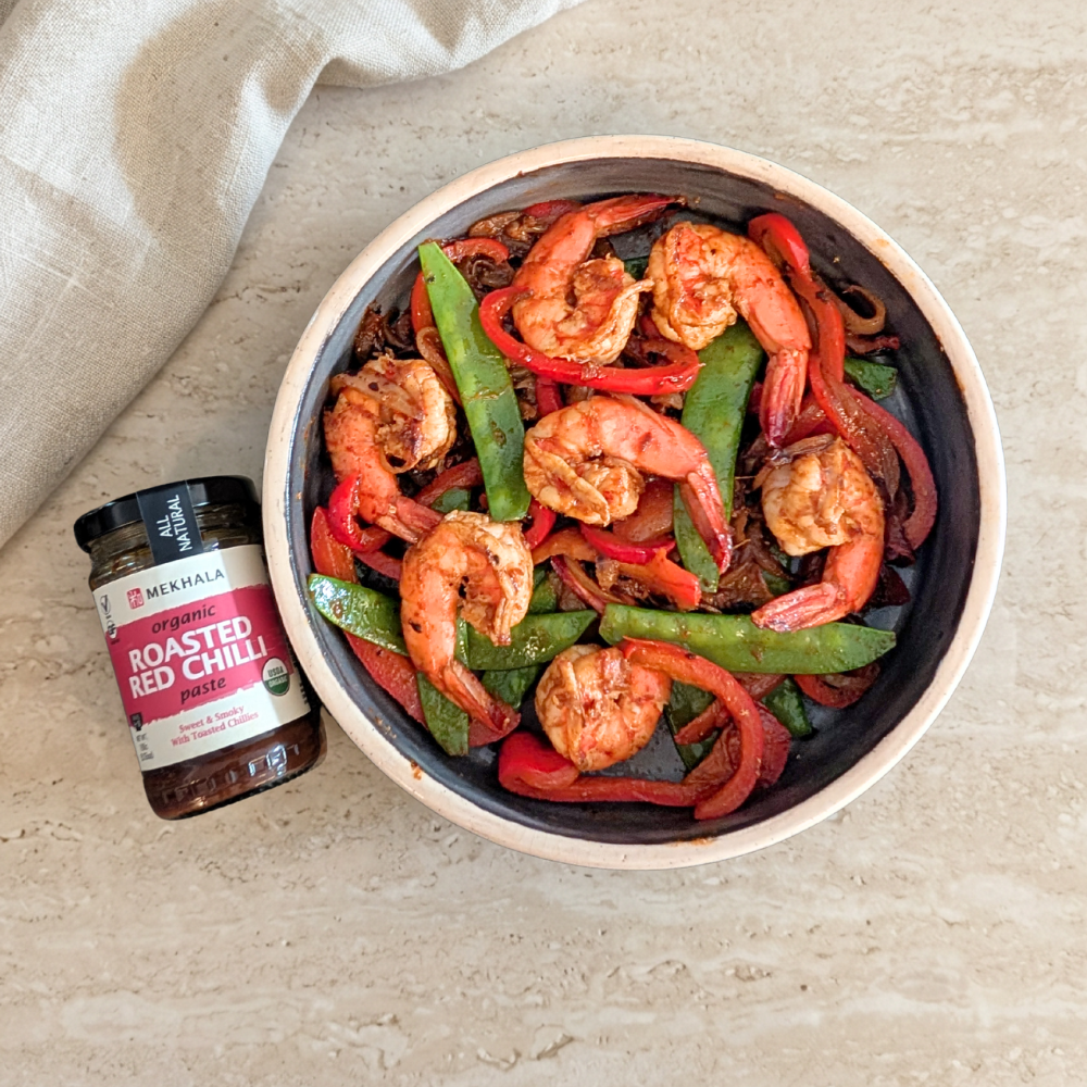 Roasted Red Chilli Shrimp Stir-fry Dish